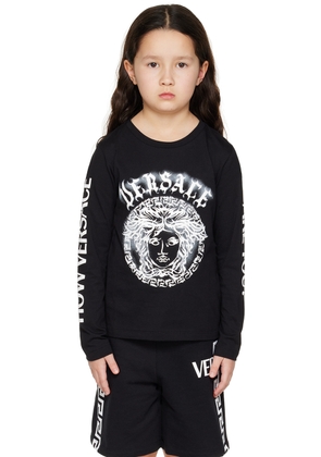 Versace Kids Black Medusa Long Sleeve T-Shirt