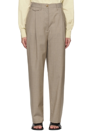 TOTEME Taupe Straight-Leg Trousers