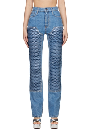 AREA Indigo Crystal-Cut Jeans