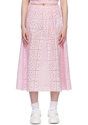 GANNI Pink Elasticized Midi Skirt
