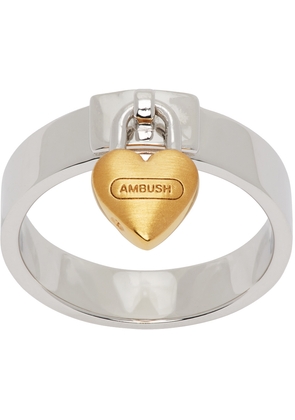 AMBUSH Silver Heart Padlock Ring