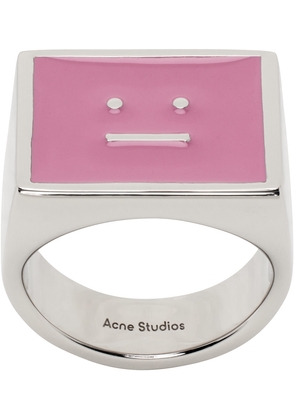 Acne Studios Silver & Pink Enamel Ring