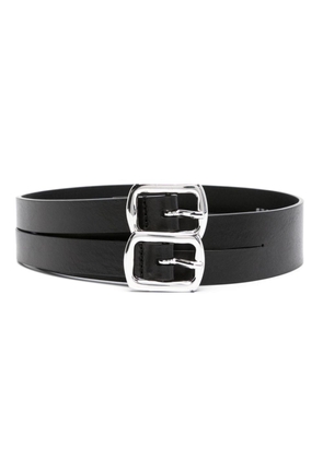 MM6 Maison Margiela double-buckle leather belt - Black