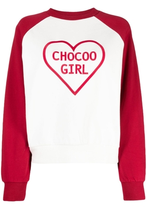 CHOCOOLATE logo-embroidered cotton sweatshirt - White