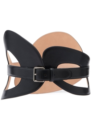 Alexander McQueen The Curved cut-out leather belt - Black