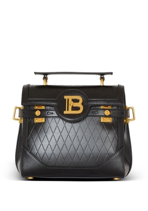 Balmain B-Buzz 23 grid-debossed leather tote bag - Black