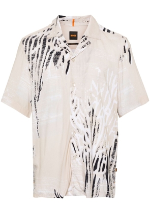 BOSS abstract-print interlock-twill shirt - Neutrals