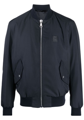Balmain logo-applique zipped bomber jacket - Blue
