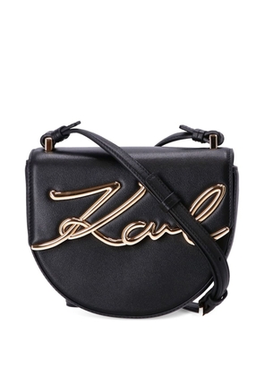 Karl Lagerfeld Karl-logo leather saddle bag - Black