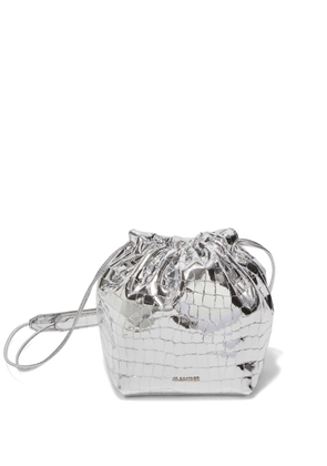 Jil Sander small Dumpling croc-leather bucket bag - Silver