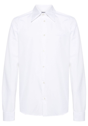 Balmain logo-embroidered cotton shirt - White