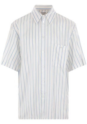 Bottega Veneta striped silk short-sleeve shirt - White