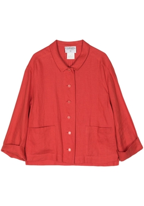 CHANEL Pre-Owned 1996 logo-buttons linen shirt - Red