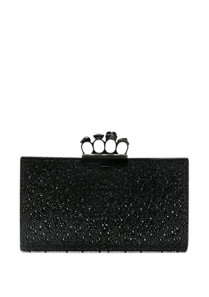 Alexander McQueen Four-Ring crystal-embellished clutch - Black