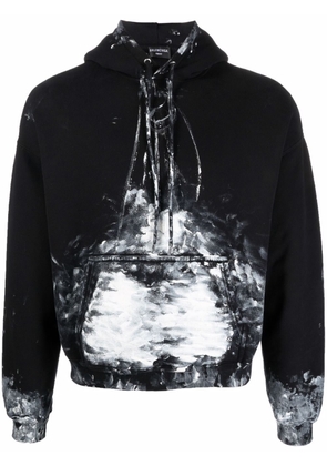 Balenciaga paint-effect print hoodie - Black
