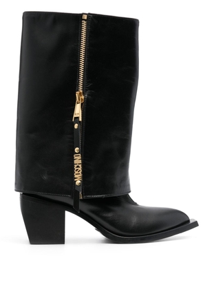 Moschino 70mm foldover leather cowboy boots - Black