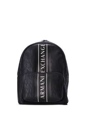 Armani Exchange logo-print stripe-detail backpack - Black