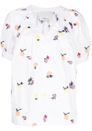 3.1 Phillip Lim floral-embroidery V-neck blouse - White