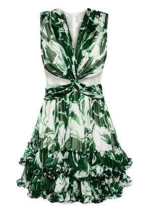 Costarellos floral-print pleated minidress - Green