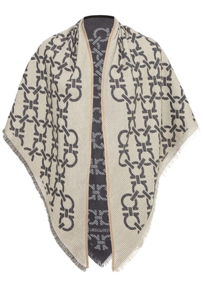 Ferragamo Gancini-print knitted scarf - Neutrals