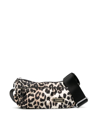 GANNI quilted leopard-print bag - Black
