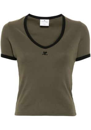 Courrèges logo-patch cotton T-shirt - Green