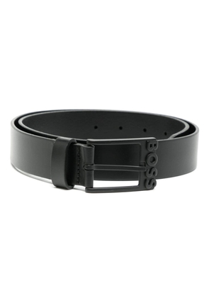 BOSS logo-buckle leather belt - Black