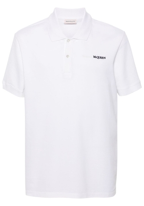 Alexander McQueen logo-embroidered cotton polo shirt - White
