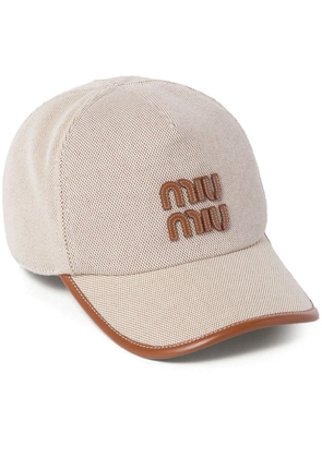 Miu Miu logo-patch canvas baseball hat - Neutrals
