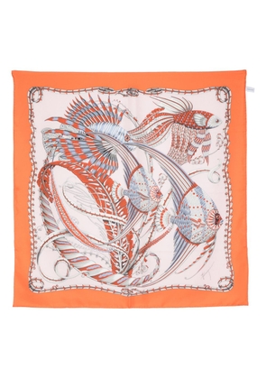 Ferragamo Fish-print silk scarf - Orange