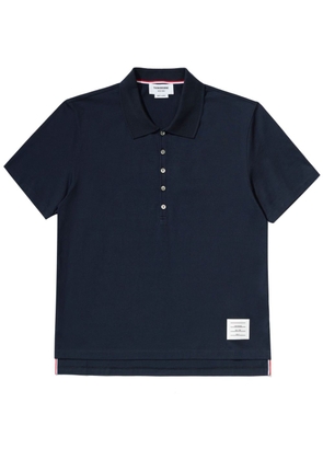 Thom Browne logo-patch short-sleeve polo shirt - Blue