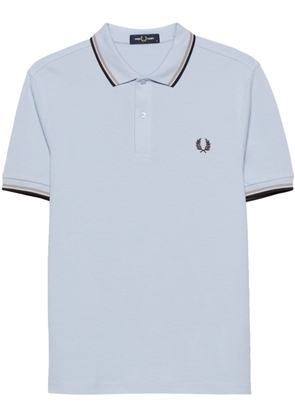 Fred Perry logo-embroidered cotton polo shirt - Blue
