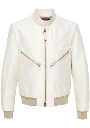 TOM FORD Racer faille bomber jacket - Neutrals