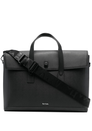 Paul Smith logo-print leather briefcase - Black