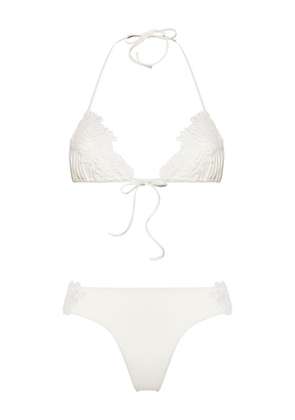 Ermanno Scervino floral-crochet triangle bikini - White