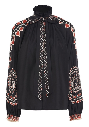 La DoubleJ Cerere silk Placée-print blouse - Black