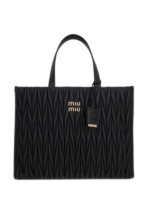 Miu Miu matelassé-effect leather tote bag - Black