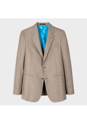 Paul Smith Tailored-Fit Brown Heathered Check Wool-Cashmere Buggy-Lined Blazer