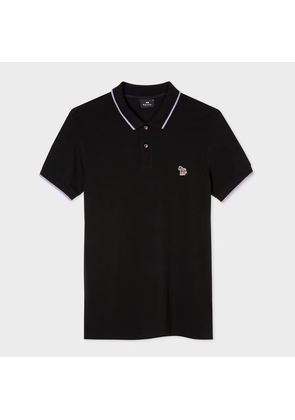 PS Paul Smith Slim-Fit Black Zebra Logo Cotton Polo Shirt With Contrast Tipping