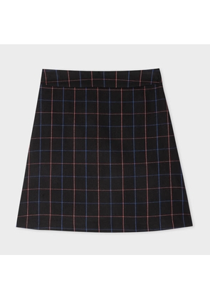 PS Paul Smith Black Windowpane Flannel Mini Skirt