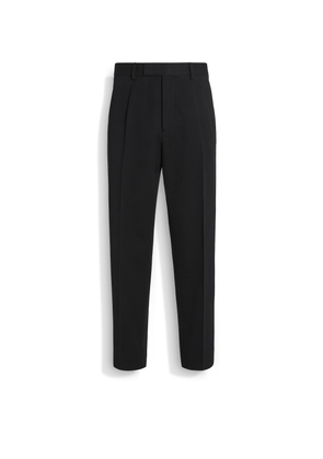 Black Cotton and Wool Pants