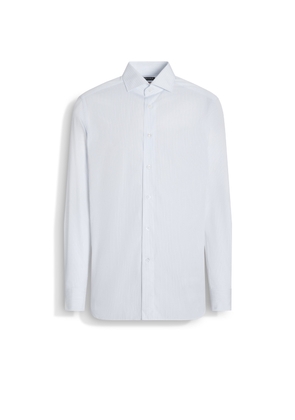 Light Blue and White Micro-striped Centoventimila Cotton Shirt