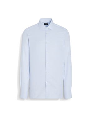 Light Blue Micro-structured Trecapi Cotton Shirt