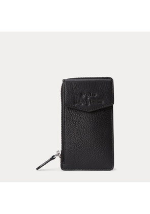 Pebbled Leather Zip Card Case