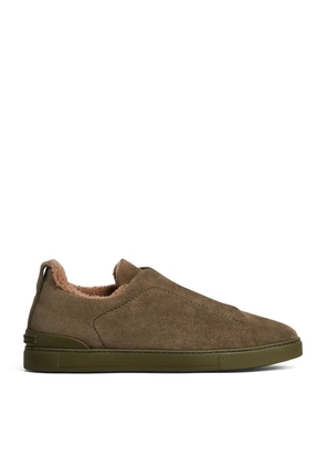 Zegna Shearling-Lined Triple Stitch Sneakers