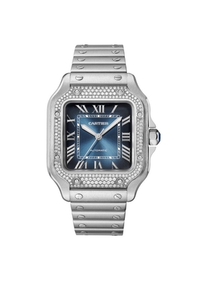 Cartier Steel And Diamond Santos De Cartier Watch 35.1Mm