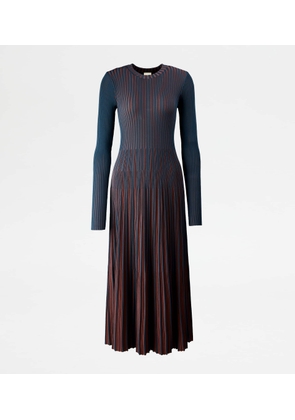Tod's - Dress in Knit, BROWN,BLUE, L - Clothing