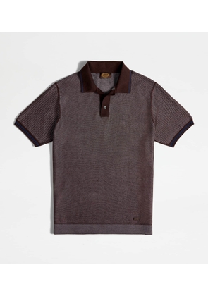 Tod's - Polo Shirt in Silk Knit, BROWN, L - Knitwear