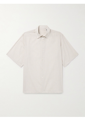 Kaptain Sunshine - Checked Cotton-Voile Shirt - Men - Neutrals - 40