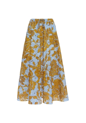 La Doublej Cotton Floral Midi Skirt